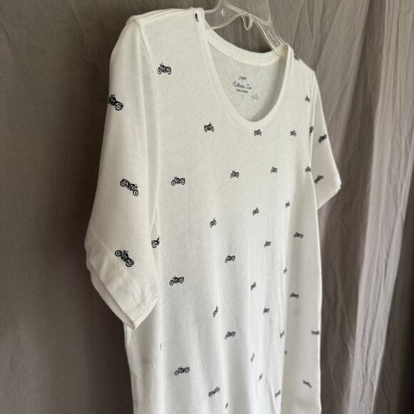J.Crew Collector Tees Motorcycle Print T-Shirt White Indie Soft Grunge Sz Large - Picture 3 of 10